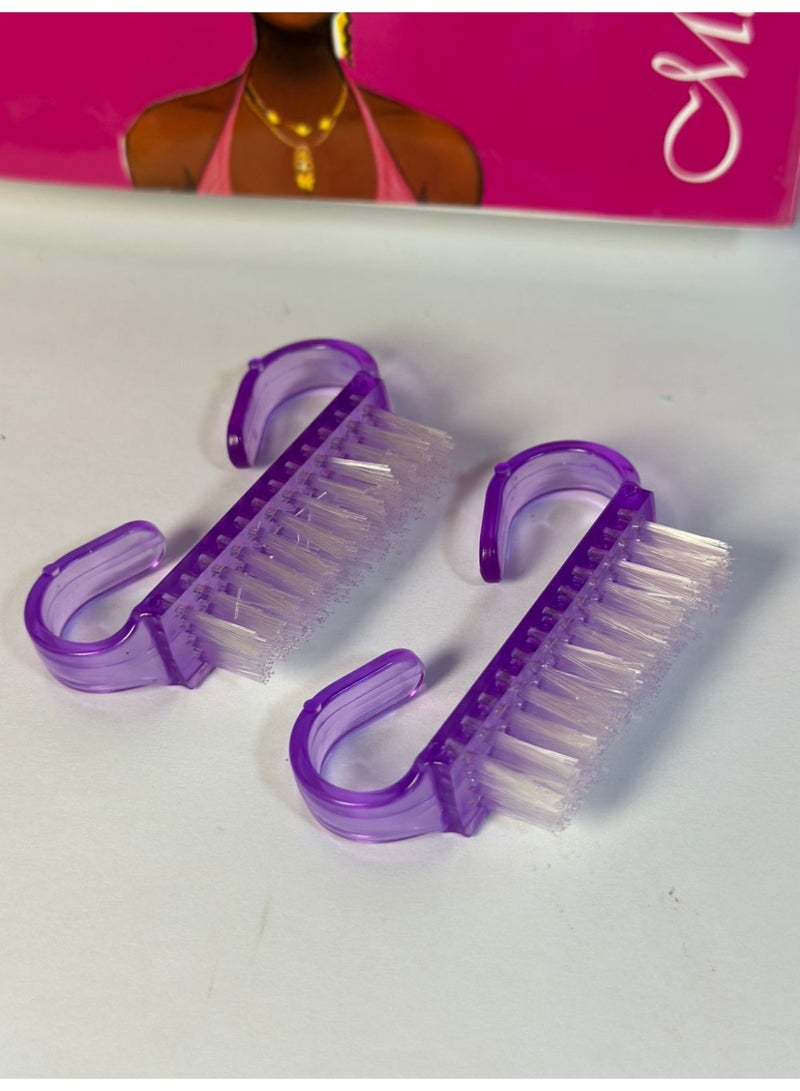Mini Handle Nail Brush – Small Fingernail & Pedicure Cleaning Brush for Hands and Feet – Soft Bristles, Lightweight Plastic Handle may vary color 2PCS - Image 1
